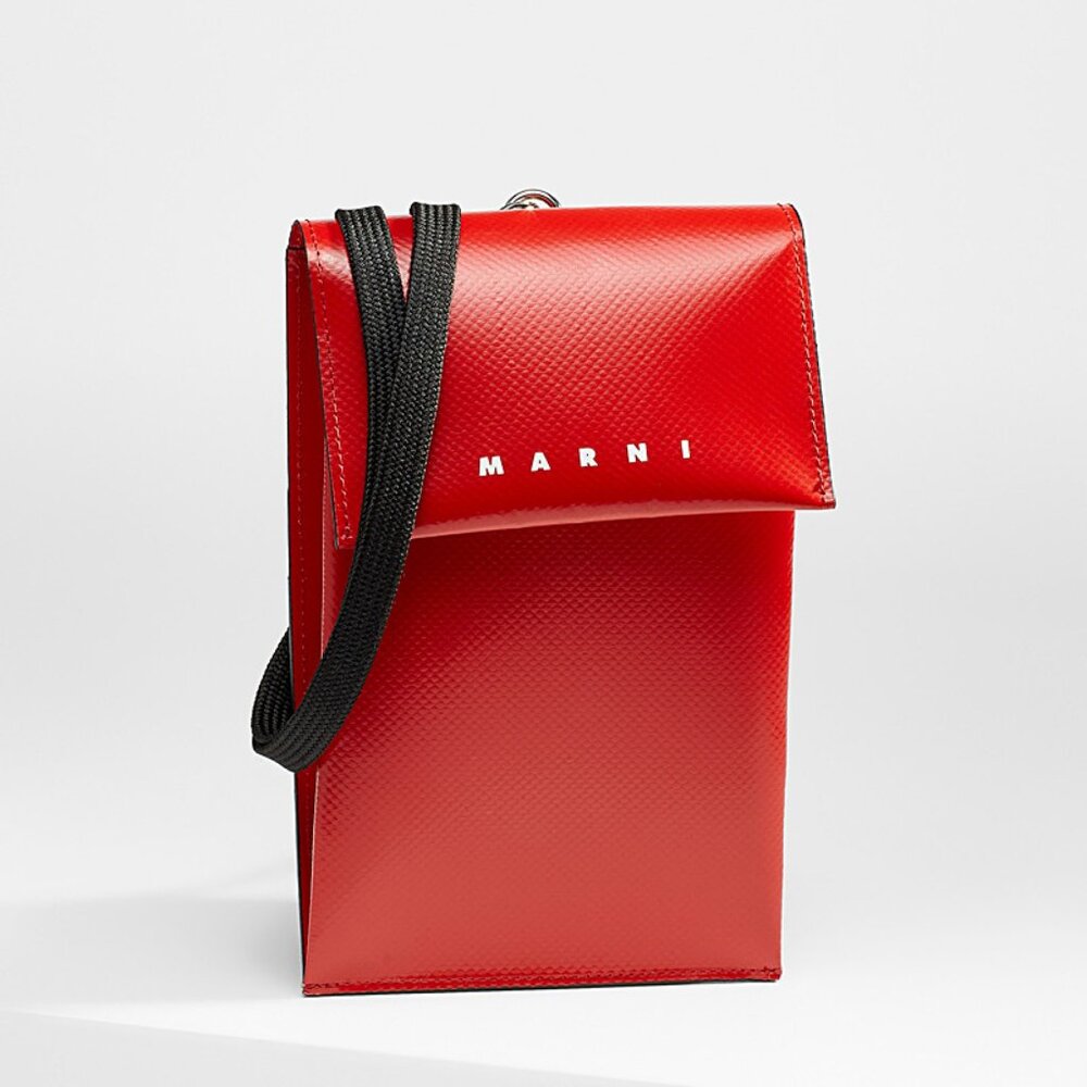 BNWT SS21 MARNI CELL PHONE SHOULDER BAG RED GRAY